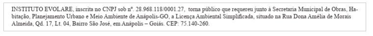Publicação legal do Instituto Evolare no Jornal Contexto